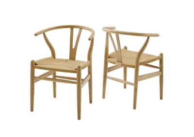 Image for Natural Amish Wood Arm Dining Chair [Set of 2]