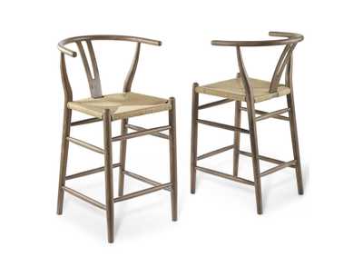 Image for Gray Amish Wood Counter Stool [Set of 2]