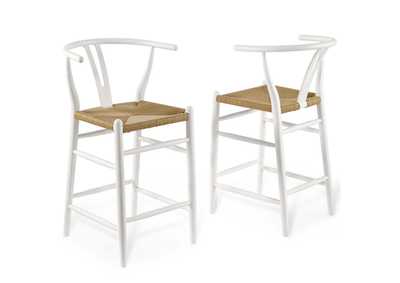 Image for White Amish Wood Counter Stool [Set of 2]