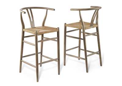 Image for Gray Amish Wood Bar Stool [Set of 2]