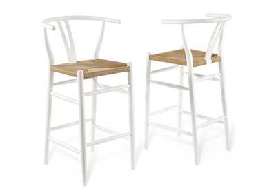 Image for White Amish Wood Bar Stool [Set of 2]