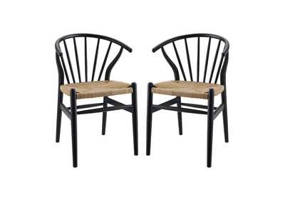 Image for Black Flourish Spindle Wood Dining Side Chair [Set of 2]