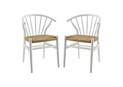Image for White Flourish Spindle Wood Dining Side Chair [Set of 2]