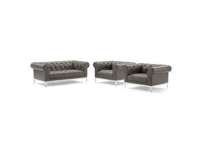 Image for Gray Idyll Tufted Upholstered Leather 3 Piece Set