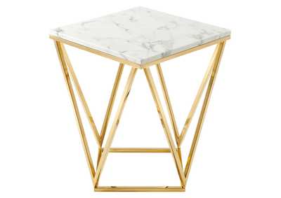 Image for Gold White Vertex Gold Metal Stainless Steel End Table