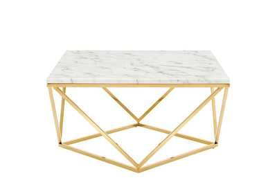 Image for Gold White Vertex Gold Metal Stainless Steel Coffee Table