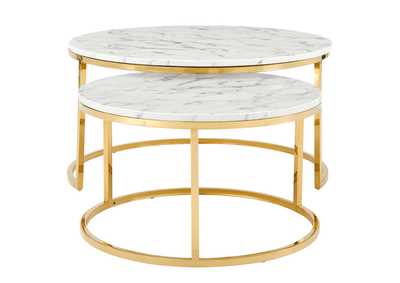 Image for Gold White Ravenna Artificial Marble Nesting Coffee Table
