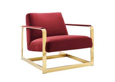 Image for Gold Maroon Seg Performance Velvet Accent Chair