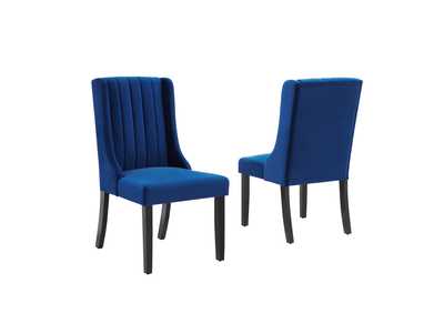 Image for Navy Renew Parsons Performance Velvet Dining Side Chairs - [Set of 2]