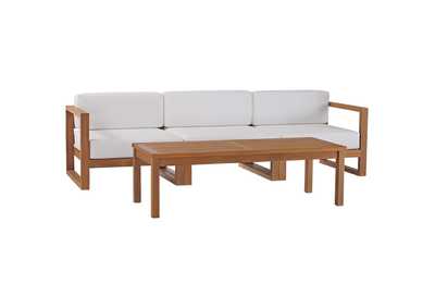 Image for Natural White Upland Outdoor Patio Teak Wood 4-Piece Furniture Set