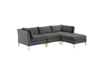 Image for Gray Ardent 4-Piece Performance Velvet Sectional Sofa
