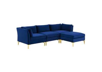 Image for Navy Ardent 4-Piece Performance Velvet Sectional Sofa