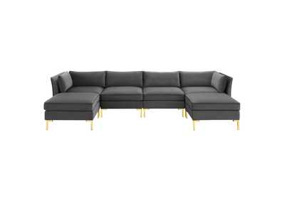 Image for Gray Ardent 6-Piece Performance Velvet Sectional Sofa