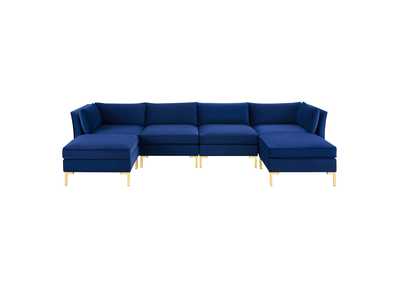 Image for Navy Ardent 6-Piece Performance Velvet Sectional Sofa