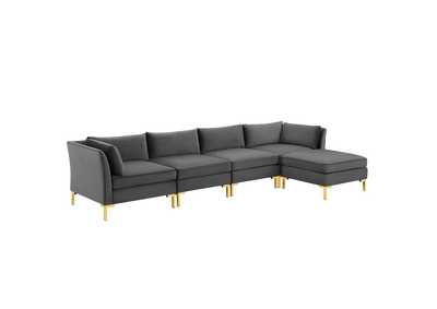 Image for Gray Ardent 5-Piece Performance Velvet Sectional Sofa