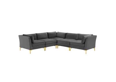 Image for Gray Ardent 5-Piece Performance Velvet Sectional Sofa