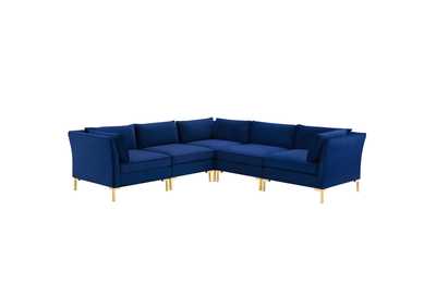 Image for Navy Ardent 5-Piece Performance Velvet Sectional Sofa