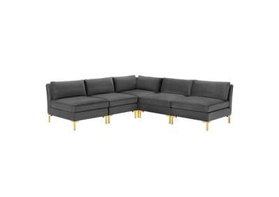 Image for Gray Ardent 5-Piece Performance Velvet Sectional Sofa