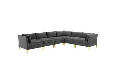 Image for Gray Ardent 6-Piece Performance Velvet Sectional Sofa