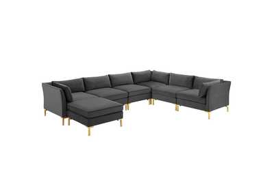 Image for Gray Ardent 7-Piece Performance Velvet Sectional Sofa