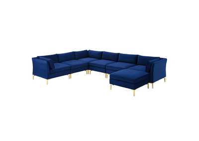 Image for Navy Ardent 7-Piece Performance Velvet Sectional Sofa