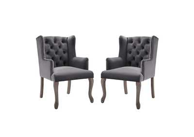 Image for Gray Realm Arm Dining Chair Performance Velvet [Set of 2]