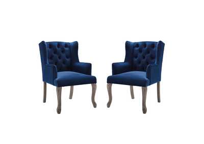 Image for Navy Realm Arm Dining Chair Performance Velvet [Set of 2]