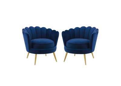 Image for Navy Admire Accent Arm Chair Performance Velvet [Set of 2]