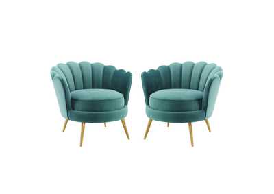 Image for Teal Admire Accent Arm Chair Performance Velvet [Set of 2]