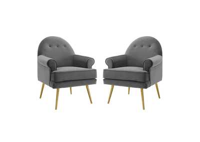 Image for Gray Revive Arm Chair Performance Velvet [Set of 2]