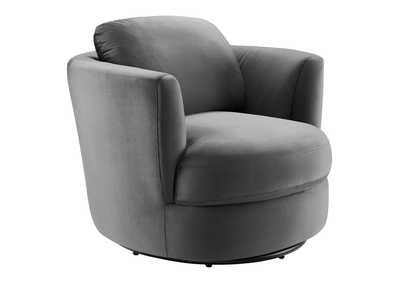 Image for Gray Pirouette Performance Velvet Swivel Arm Chair