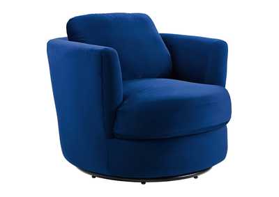 Image for Navy Pirouette Performance Velvet Swivel Arm Chair