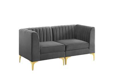 Image for Gray Triumph Channel Tufted Performance Velvet Loveseat