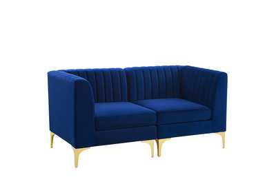 Image for Navy Triumph Channel Tufted Performance Velvet Loveseat