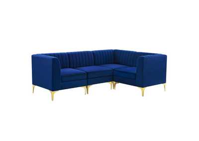 Image for Navy Triumph Channel Tufted Performance Velvet 4-Piece Sectional Sofa