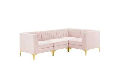 Image for Pink Triumph Channel Tufted Performance Velvet 4-Piece Sectional Sofa