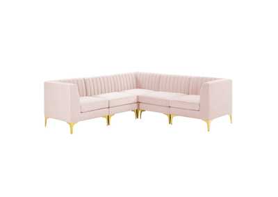 Image for Pink Triumph Channel Tufted Performance Velvet 5-Piece Sectional Sofa
