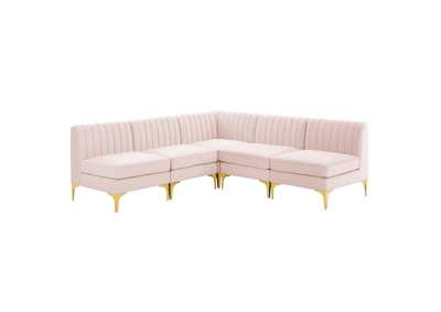 Image for Pink Triumph Channel Tufted Performance Velvet 5-Piece Sectional Sofa