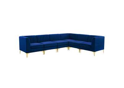 Image for Navy Triumph Channel Tufted Performance Velvet 6-Piece Sectional Sofa