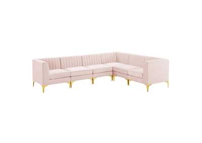 Image for Pink Triumph Channel Tufted Performance Velvet 6-Piece Sectional Sofa