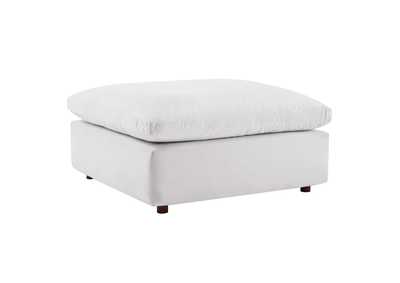 Image for White Commix Down Filled Overstuffed Performance Velvet Ottoman