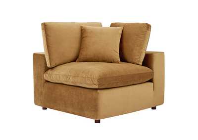 Image for Cognac Commix Down Filled Overstuffed Performance Velvet Corner Chair