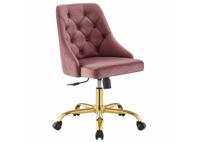 Image for Gold Dusty Rose Distinct Tufted Swivel Performance Velvet Office Chair