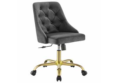 Image for Gold Gray Distinct Tufted Swivel Performance Velvet Office Chair