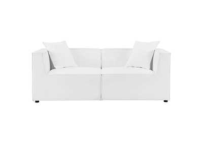 Image for White Saybrook Outdoor Patio Upholstered 2-Piece Sectional Sofa Loveseat