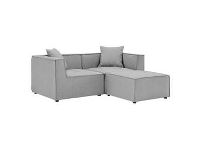 Image for Gray Saybrook Outdoor Patio Upholstered Loveseat and Ottoman Set