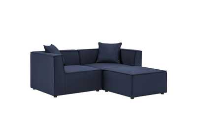 Image for Navy Saybrook Outdoor Patio Upholstered Loveseat and Ottoman Set