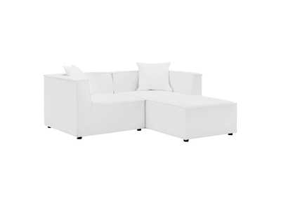 Image for White Saybrook Outdoor Patio Upholstered Loveseat and Ottoman Set