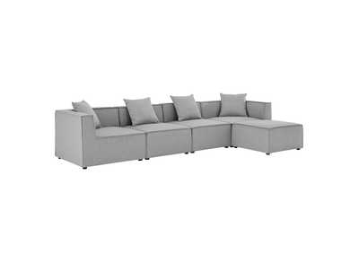 Image for Gray Saybrook Outdoor Patio Upholstered 5-Piece Sectional Sofa