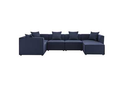 Image for Navy Saybrook Outdoor Patio Upholstered 6-Piece Sectional Sofa